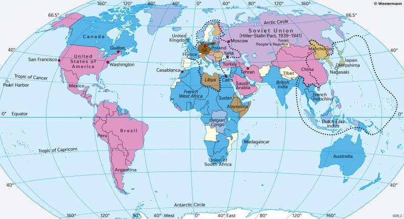 The World | World War Two 1939–1945 (alliances) | Alliances since World War Two | Karte 32/1