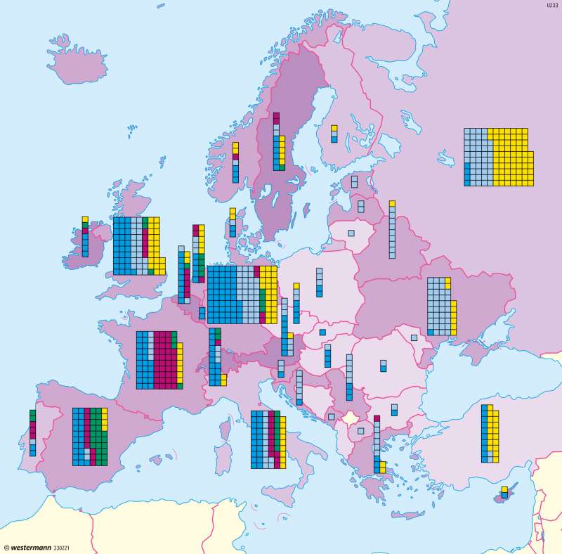 Europa | Bevölkerung mit Migrationserfahrung | Europa - Migration | Karte 111/3