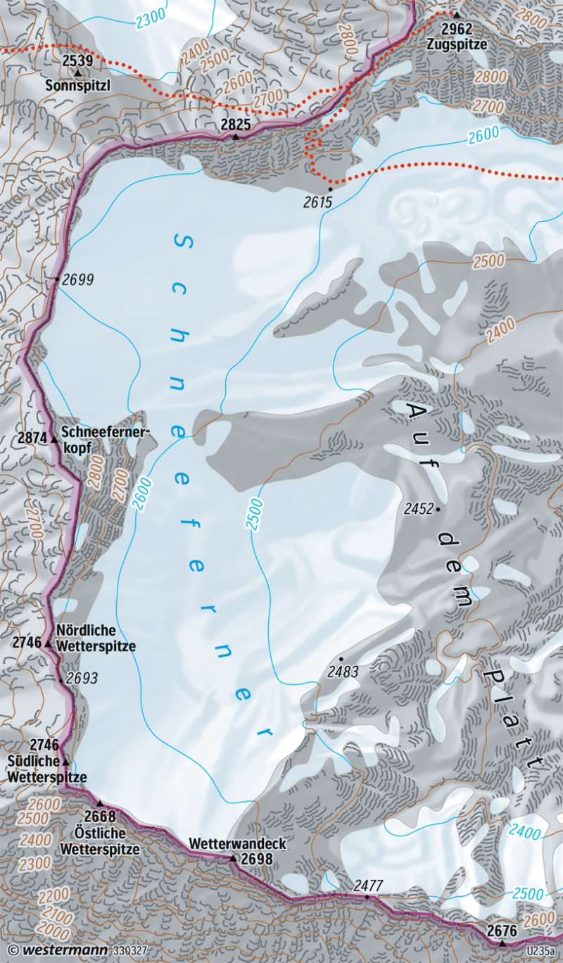 Schneeferner (Wetterstein) | Gletscherrückzug | Alpen - Tourismus | Karte 95/4
