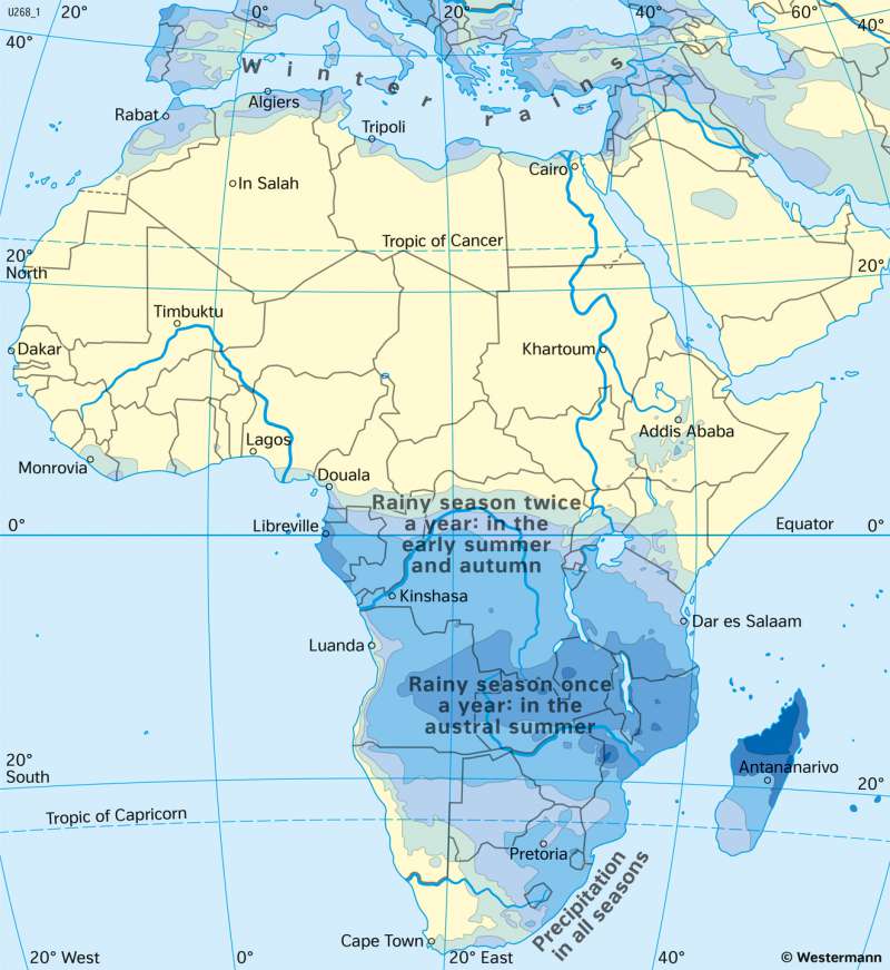 Diercke Weltatlas Kartenansicht Africa Precipitation In January 978 3 14 100890 6 147 7657