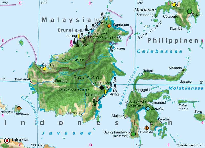 Borneo | Wirtschaft 1980 | Wirtschaft und Landschaftswandel | Karte 173/2