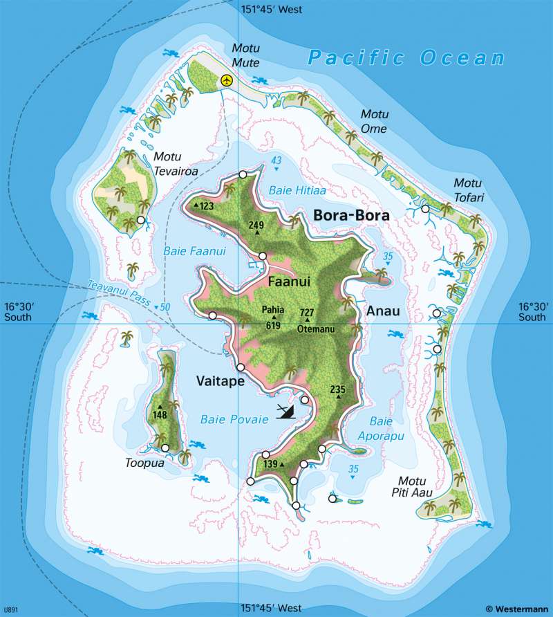 Bora Bora | Atoll island | Topographic orientation | Karte 161/3