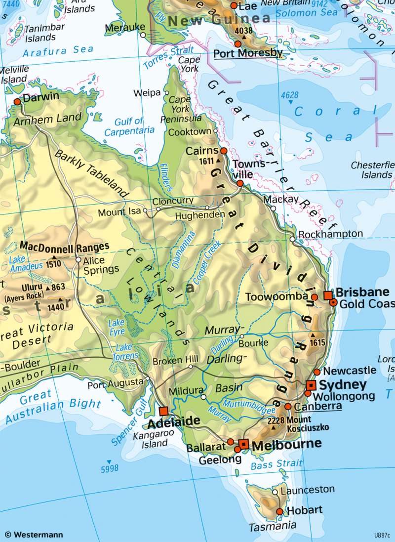 Australia | Physical maps of different scale | Thematic and physical maps | Karte 7/5