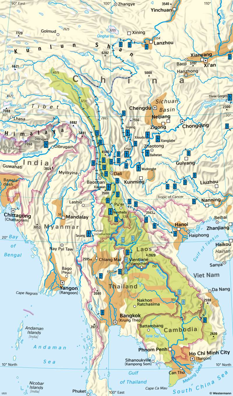 Mekong River | Dams and power | Topographic orientation | Karte 116/1