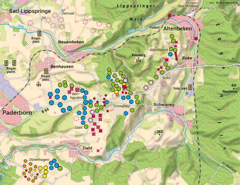 Westphalia | Wind farms on the slopes of the Egge Hills | Sustainable development | Karte 97/4
