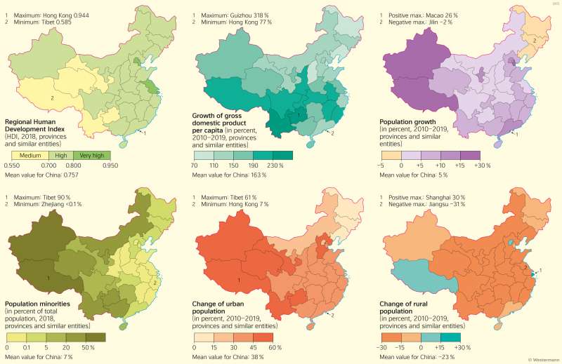 China | Regional disparities | Economic development and urbanisation | Karte 126/1