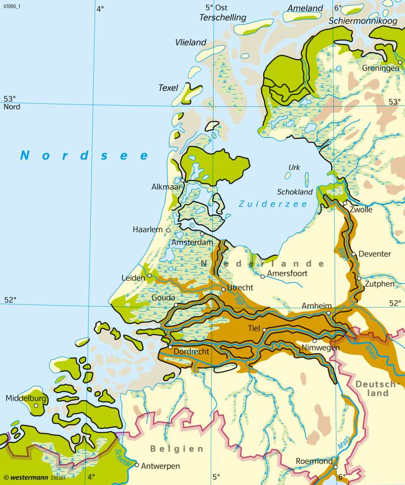 Niederlande | Küstenschutz um 1300 | Leben mit dem Wasser | Karte 133/2