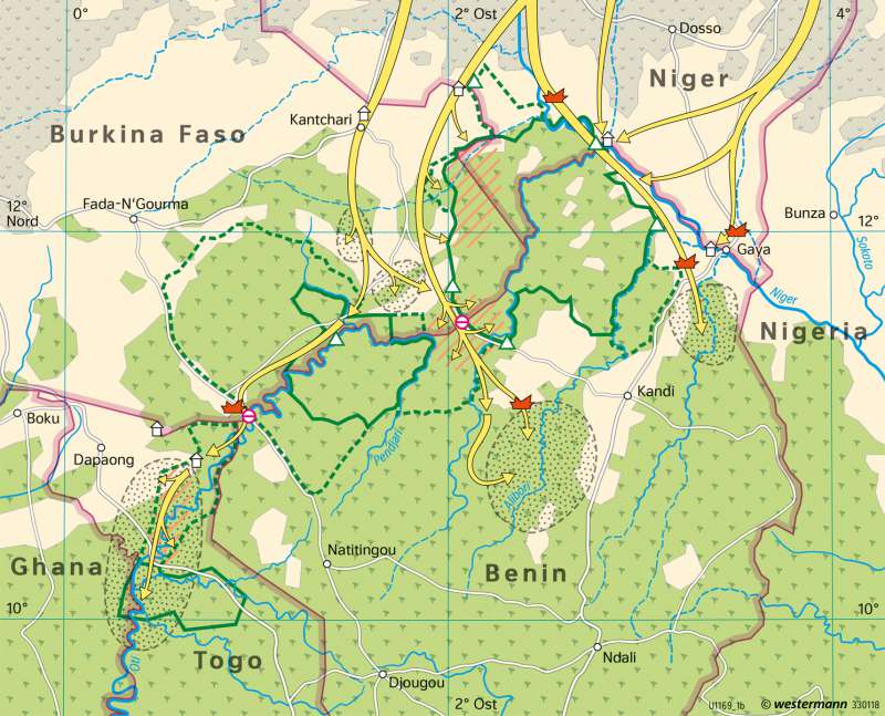 Sahel-Zone | Halbnomadismus der Fulbe | Afrika - Sahara und Sahel | Karte 189/5