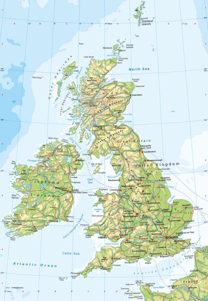 British Isles | Physical map | Orientation | Karte 82/1