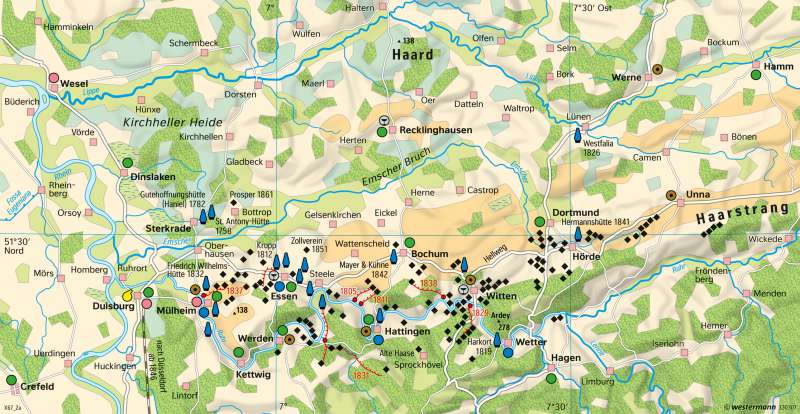 Ruhrgebiet | Strukturwandel | Deutschland - Industrialisierung | Karte 87/3