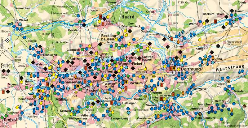 Ruhrgebiet | Strukturwandel | Deutschland - Industrialisierung | Karte 87/3