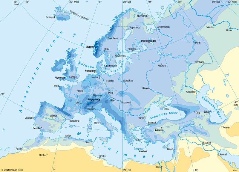 Europa | Niederschläge im Jahr | Europa - Klima | Karte 95/3