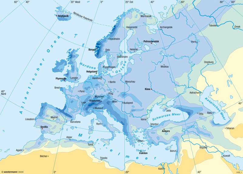 Europa | Niederschläge im Jahr | Klima | Karte 59/3