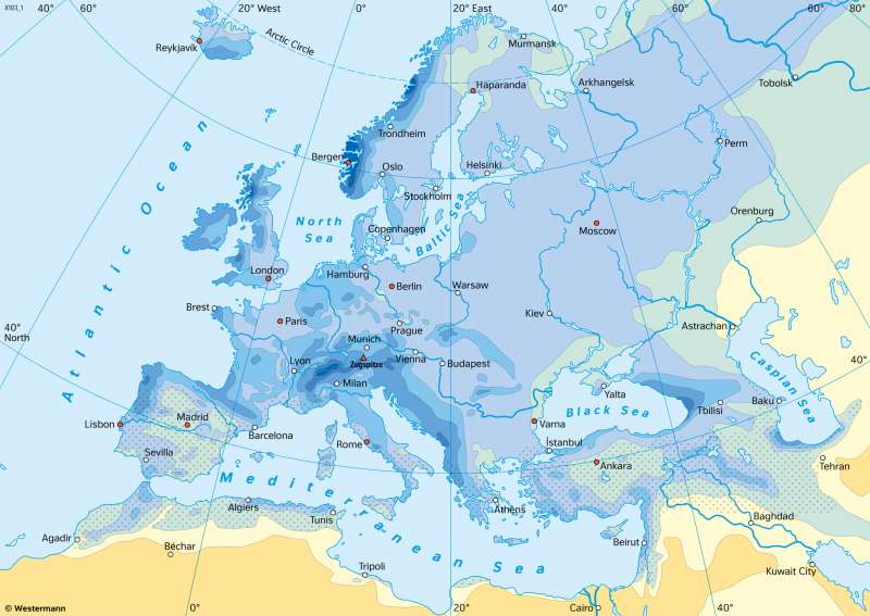 Diercke Weltatlas Kartenansicht Europe Annual precipitation 978