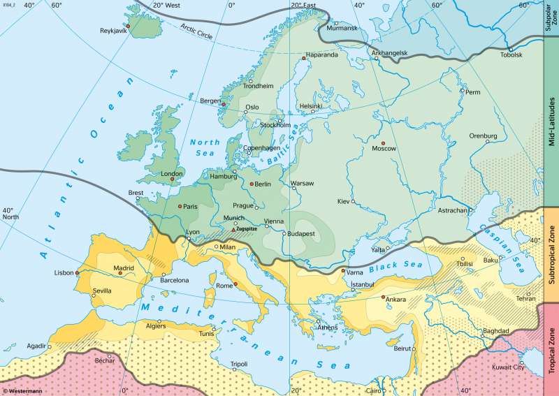 Europe | Climate zones (according to A. Siegmund and P. Frankenberg) | Climate | Karte 53/5