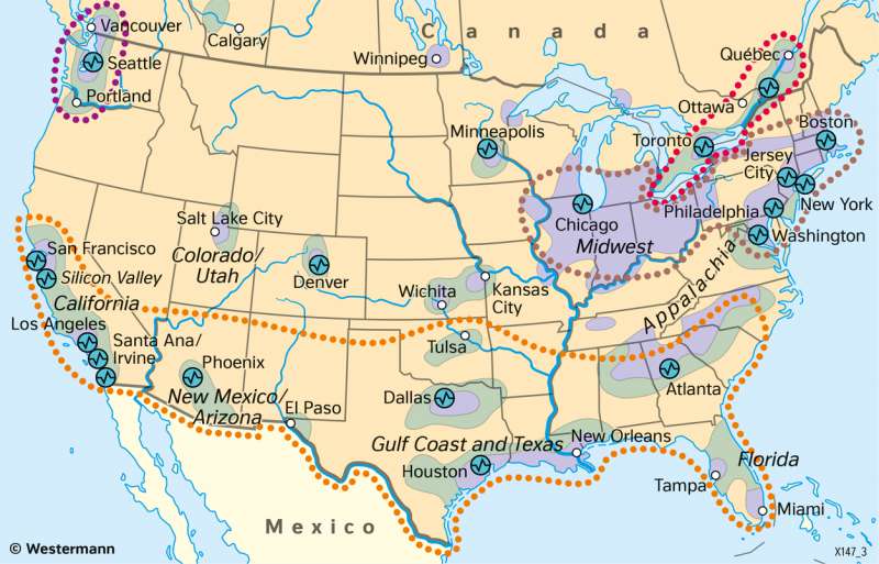 USA | Economic regions and belts | Economy and land use | Karte 184/2