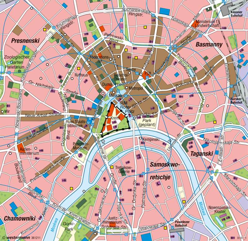 Moskau | Innere Stadt | Osteuropa - Wirtschafts- und Siedlungsstrukturen | Karte 145/3