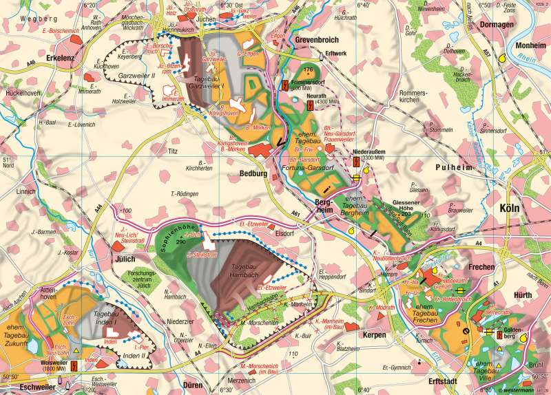 Nordrhein-Westfalen | Rheinischer Braunkohletagebau | Rheinisches Braunkohlenrevier | Karte 19/5