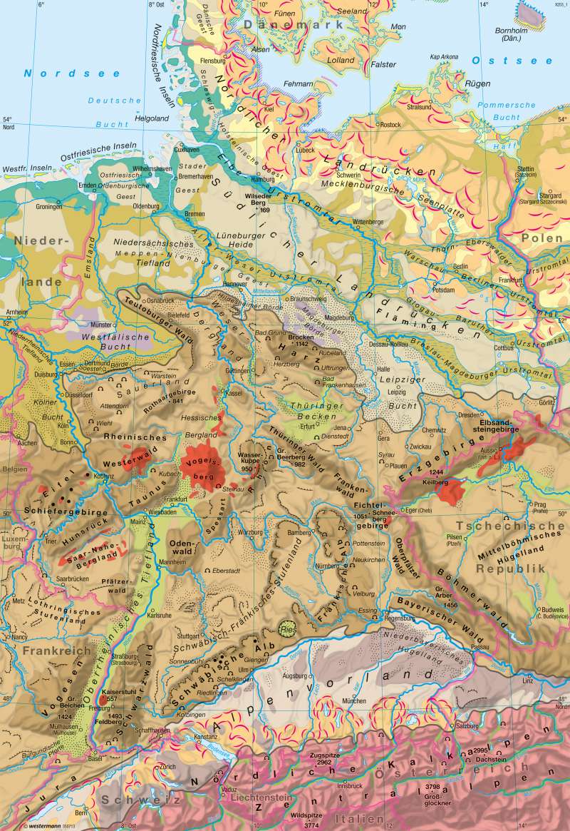 Karte Deutsche Mittelgebirge | goudenelftal