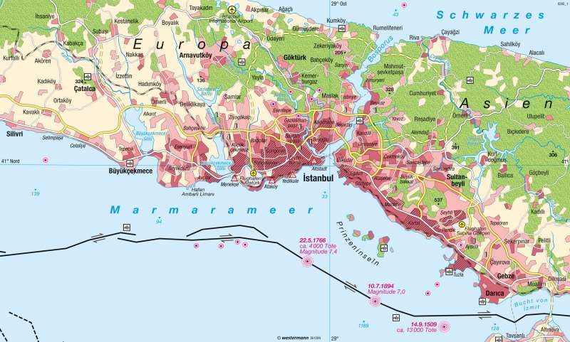 Istanbul | Erdbebengefährdete Megastadt | Türkei - Brücke zwischen Europa und Asien | Karte 140/2