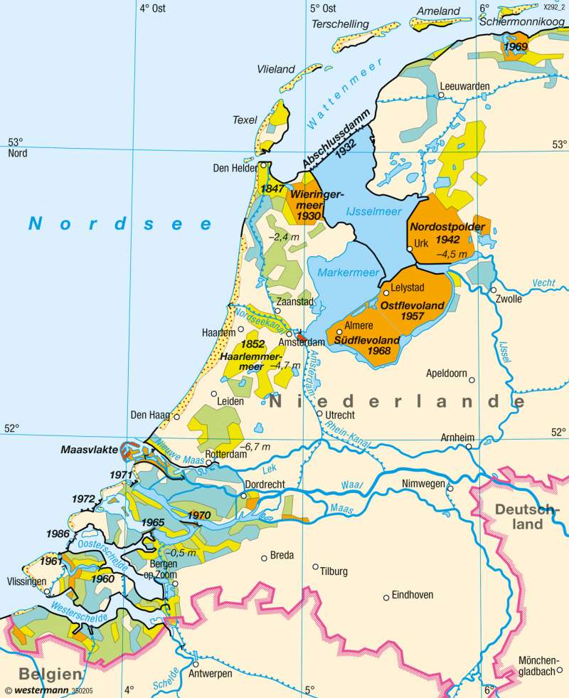 Niederlande | Neulandgewinnung | Nordsee, Ostsee - Küstenschutz und Umwelt | Karte 121/3