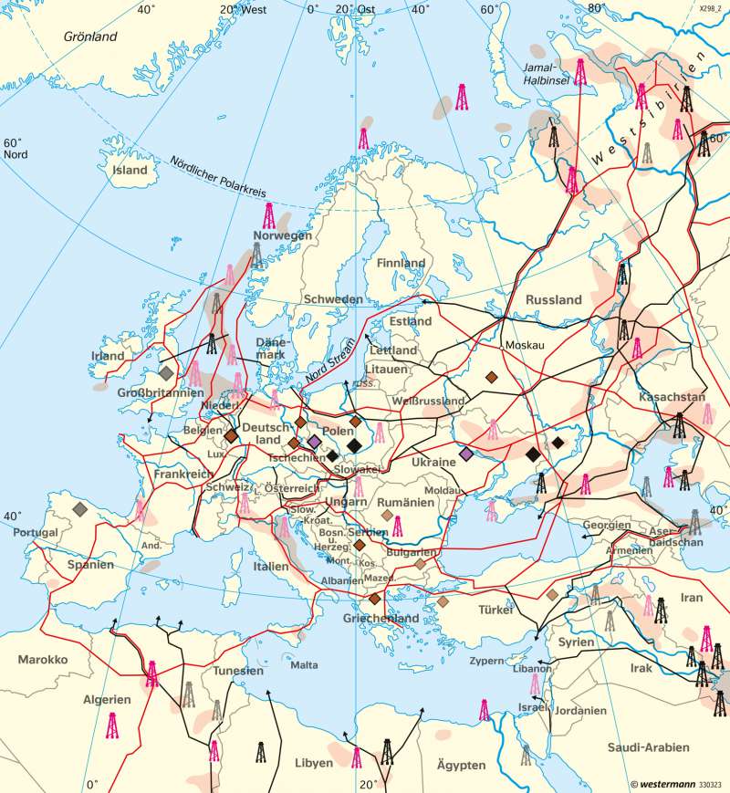 Europa | Energierohstoffe und Transportwege | Russland | Karte 149/5