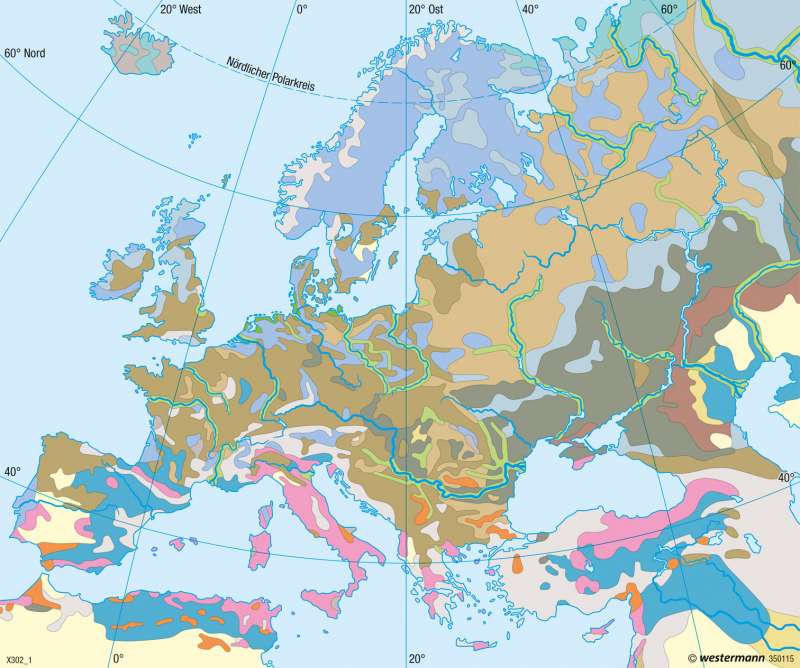 Europa | Bodentypen | Europa - Landwirtschaft | Karte 97/2