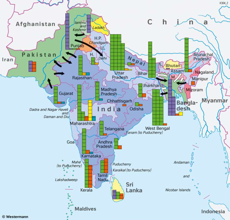 South Asia | Religions | Monsoon and regional disparities | Karte 123/5