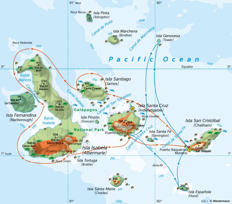 Galapagos Islands | Ecotourism and conservation | Topographic orientation | Karte 169/2