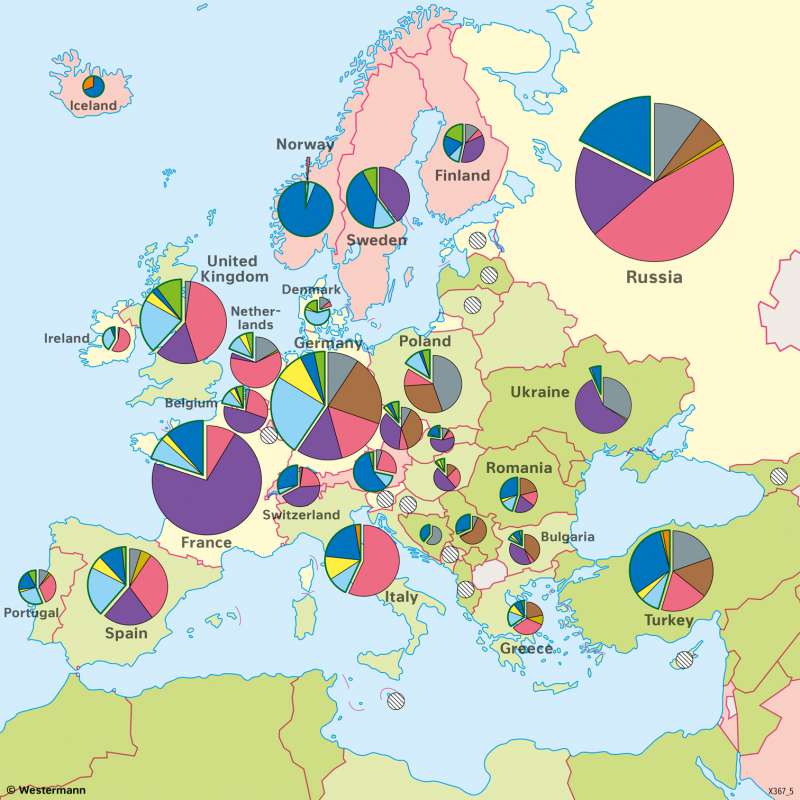 Europe | Electric energy generation and consumption | Energy | Karte 74/1
