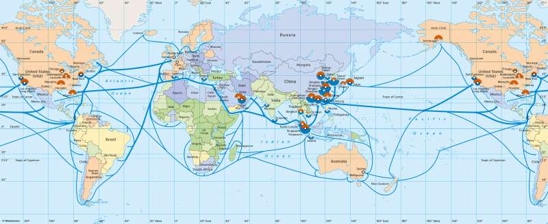The World | Globalised economy and global transport | Economy | Karte 46/1