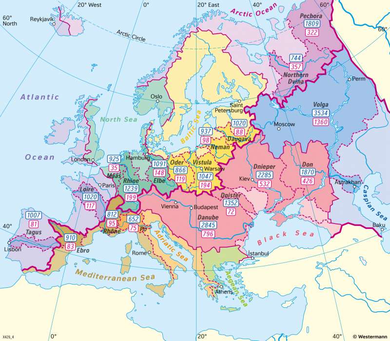 Europe | River basins | Topographic orientation | Karte 48/1