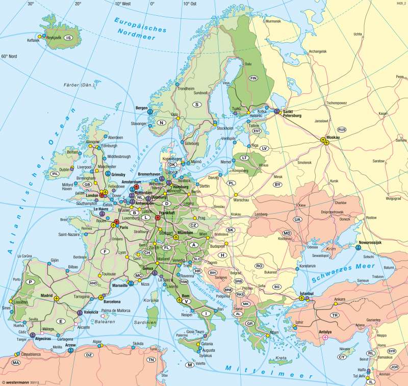 Diercke Weltatlas Kartenansicht Europa Verkehr 978 3 14 100800 5 104 1 1