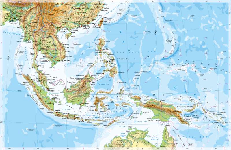 South-East Asia | Physical map | Physical map | Karte 134/1
