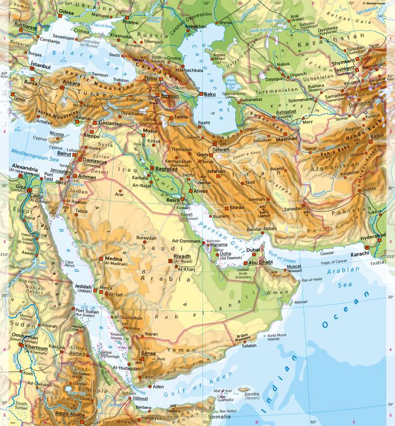 West Asia (Middle East) | Physical map | Physical map and the formation of Israel | Karte 138/1