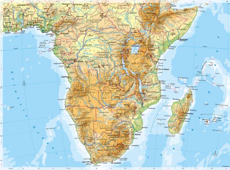 Southern Africa | Physical map | Physical map | Karte 154/1