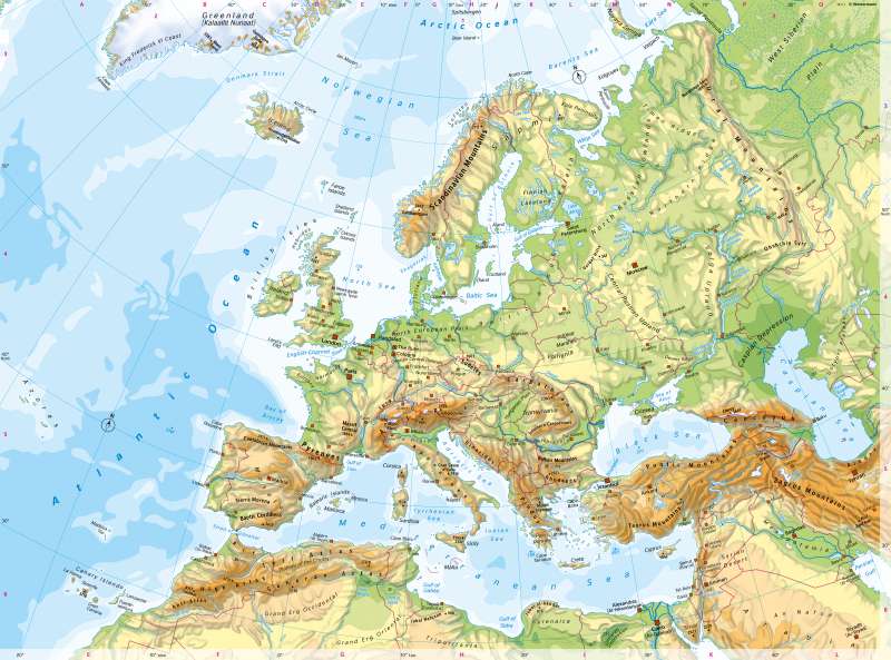Europe | Physical map | Topographic orientation | Karte 48/2