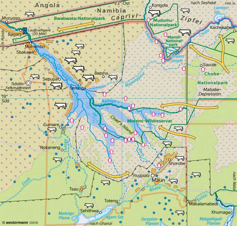 Okavango-Binnendelta (Botsuana) | Landnutzung | Afrika - Landnutzung | Karte 190/2