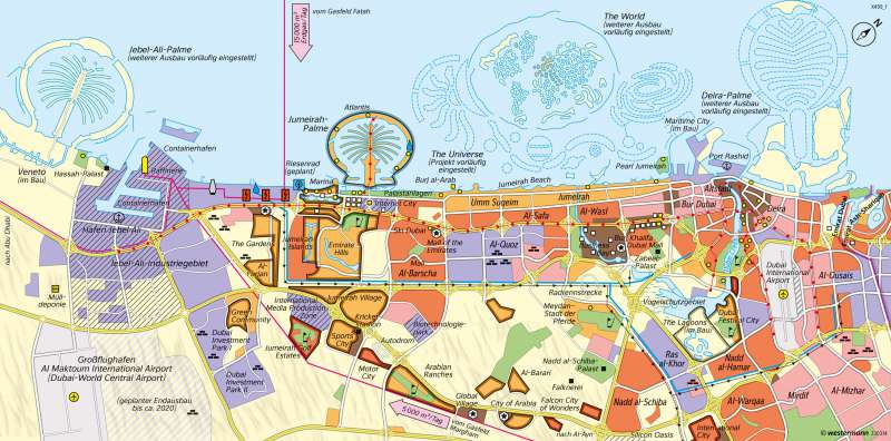 Dubai | Ausbau zur Tourismusmetropole | Westasien - Physische Karte und Metropole Dubai | Karte 175/2