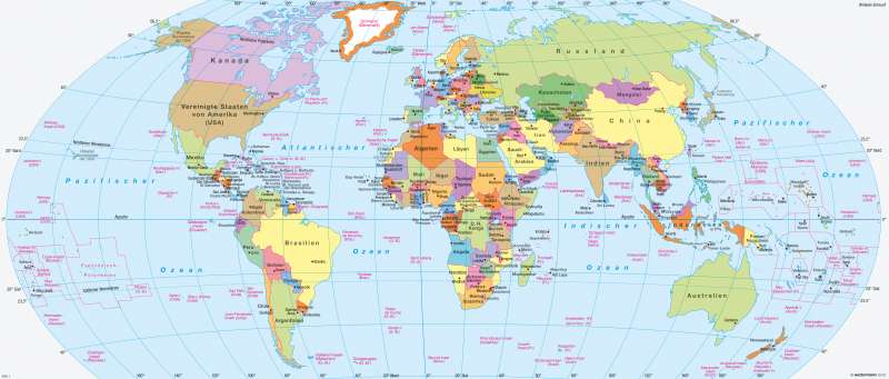 Erde | Politische Übersicht | Erde - Staaten, Internet, Zeitzonen | Karte 282/1