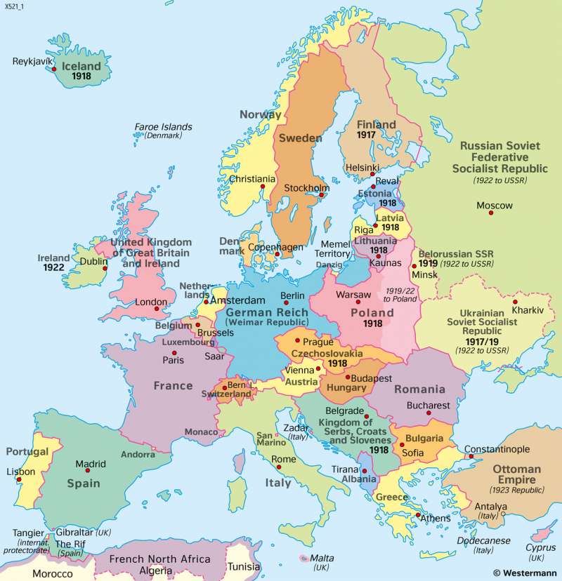 Europe | Countries 1920/1921 (after World War One) | Countries since 1900 | Karte 62/2