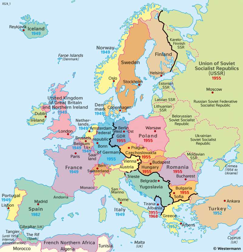 Europe | Countries 1949 (after World War Two) | Countries since 1900 | Karte 62/4