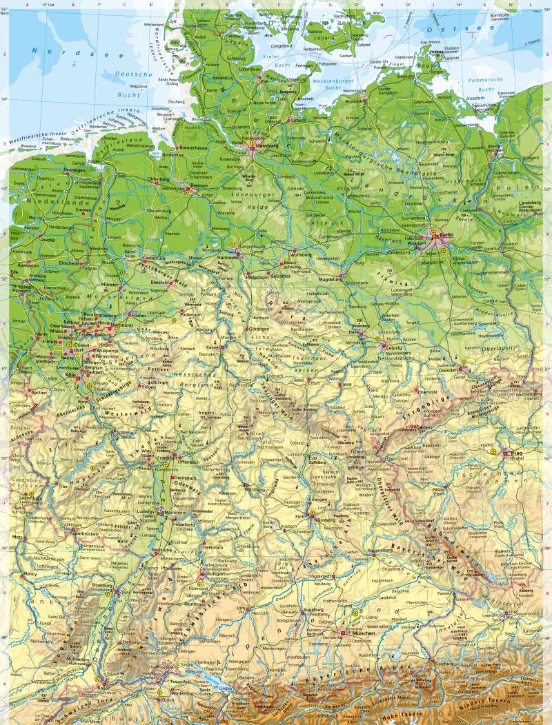 physische karte deutschland Diercke Weltatlas Kartenansicht Deutschland Physische Karte 978 3 14 100870 8 52 1 1 physische karte deutschland