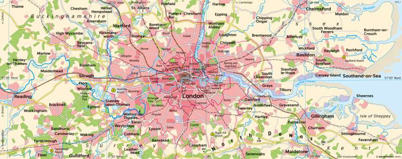 London | Verdichtungsraum | London - Stadtentwicklung | Karte 130/1