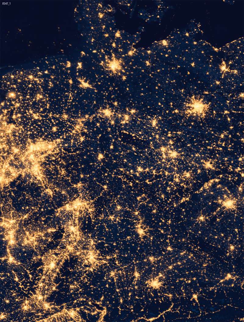 Deutschland | Besiedlung im Nachtbild | Deutschland | Karte 74/1