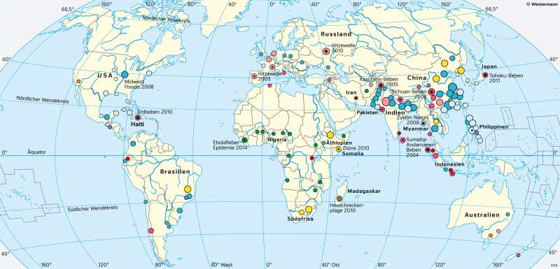 Diercke Weltatlas Kartenansicht Erde Naturkatastrophen Im 21 Jahrhundert 978 3 14 8 18 1 1