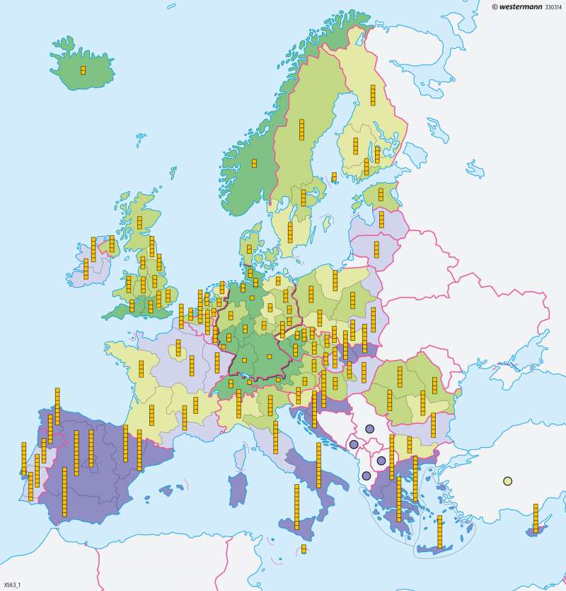 Europäischer Wirtschaftsraum | Arbeitslosigkeit in den Regionen | Europa | Karte 109/5