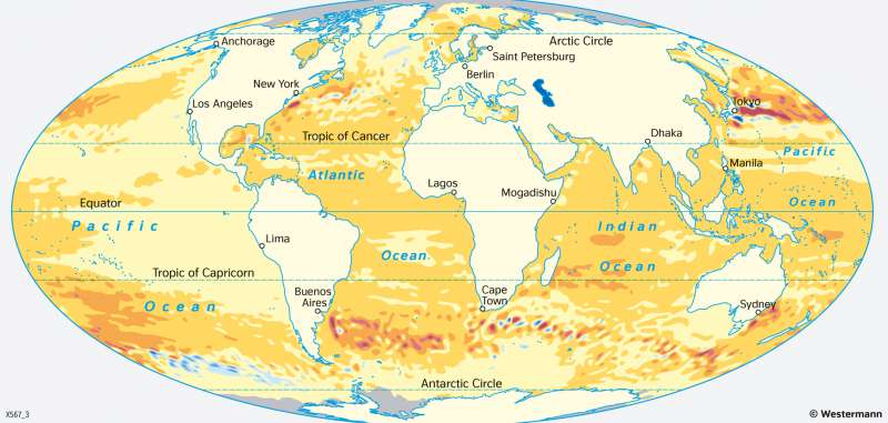 World Oceans | Sea level change | Atmosphere and climate change | Karte 20/4