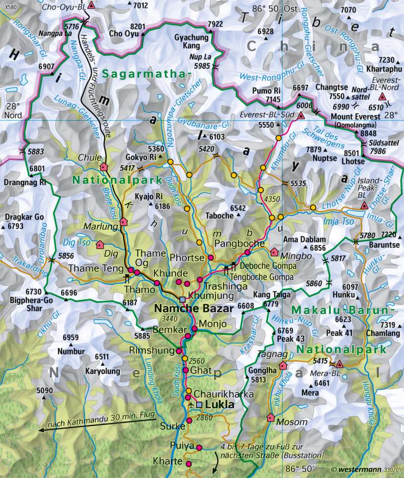Mount Everest | Tourismus | Eurasien - Orientierung | Karte 152/2