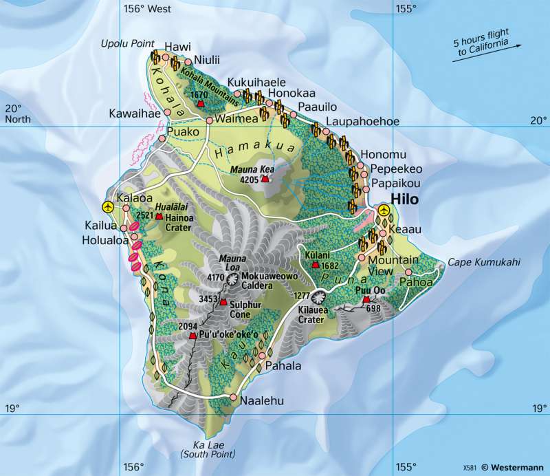 Hawaii | Volcanic island | Topographic orientation | Karte 161/2
